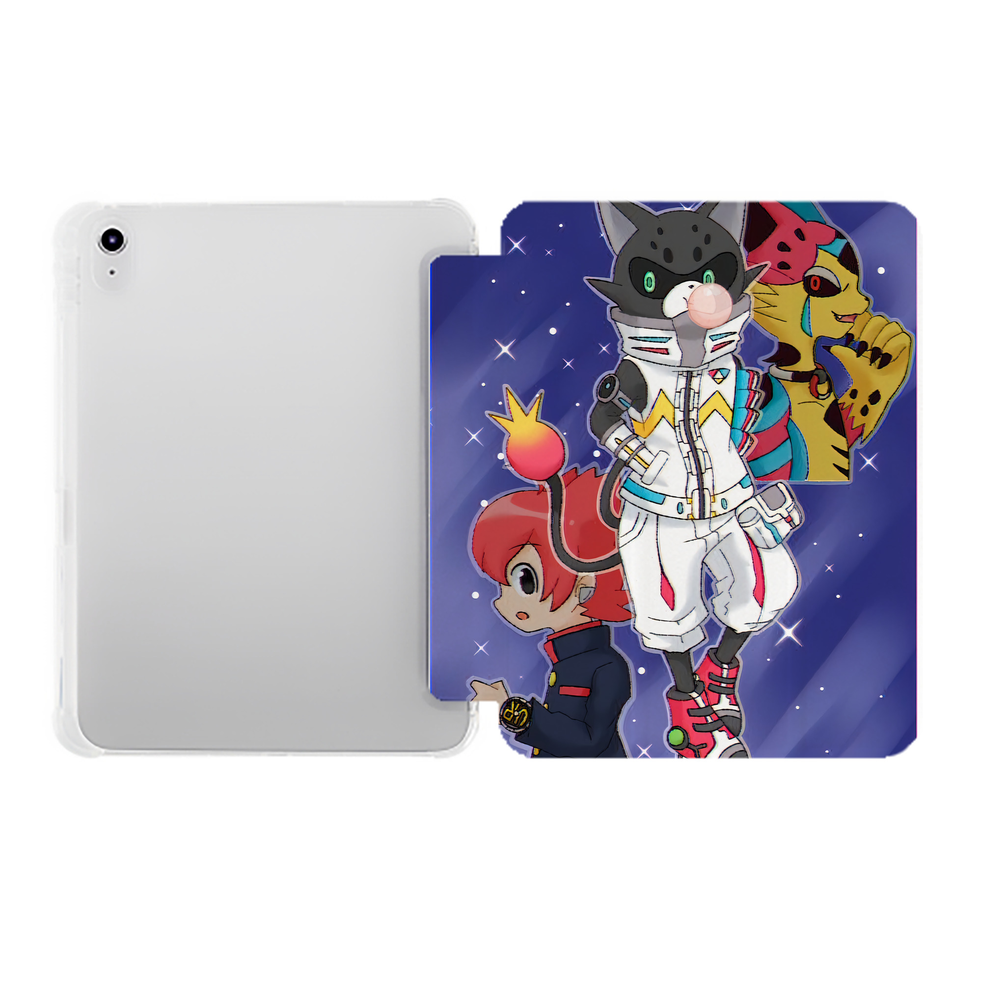 （画像用） 妖怪ウォッチ Yo-kai Watch IPad ケース ペン収納付き 三つ折りスタンド PUレザー×シリコン 対応機種9.5/10.5/10.9インチ